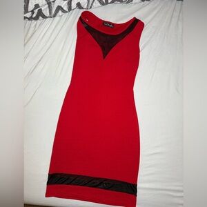 French Atmosphere Red and Black Midi Dress